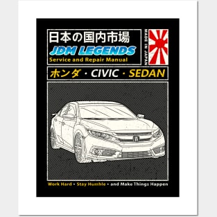 Nippon Honda Civic Sedan Car Manual Book Cover Posters and Art